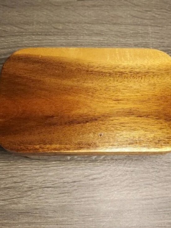 Dark Gray Ceramic Butter Dish Natural Acacia Wood Lid Silicone Seal EUC - Picture 2 of 7